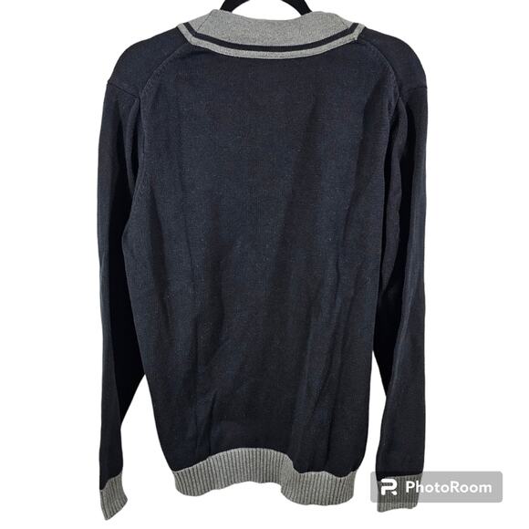 Vintage Kenneth Cole Reaction "Sonia"  Black & Gray V-Neck Sweater Men's XL - Picture 5 of 11